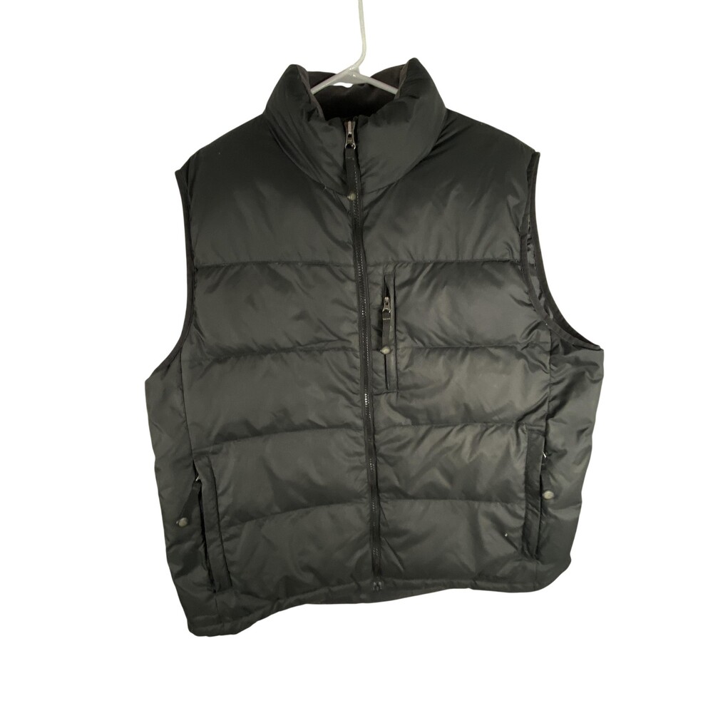 L.L.Bean Goose Down Puffer Vest Mens Large Black Quilted Full Zip Outdoor